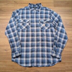 Carhartt Flannel Pearl Snap Shirt Men's Large Tall LT Rugged Flex Western Plaid